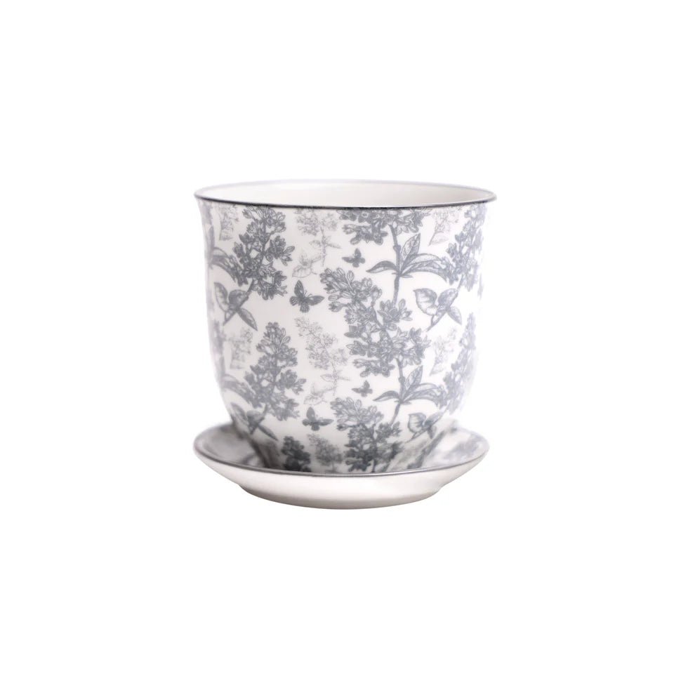 Liberte Decorative Pot with saucer - Dr. Bill's Orchids, LLC